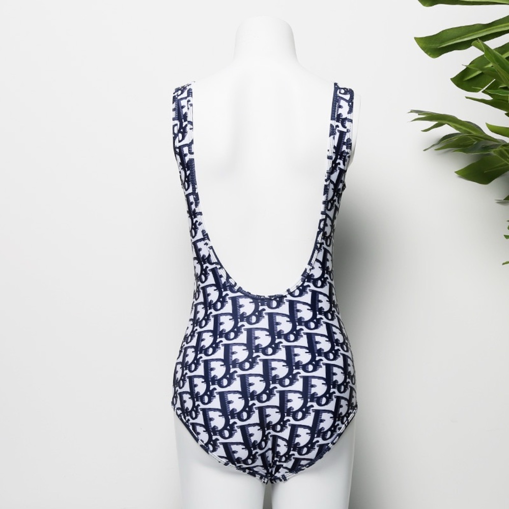 Dior Blue and White Logo One-Piece Swimsuit - Picture 2 of 3